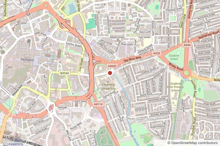 Map showing where Coldstart Garage is, in Coventry